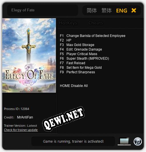 Elegy of Fate: ТРЕЙНЕР И ЧИТЫ (V1.0.96)
