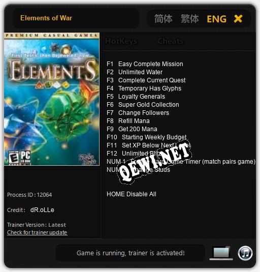 Elements of War: Трейнер +14 [v1.3]