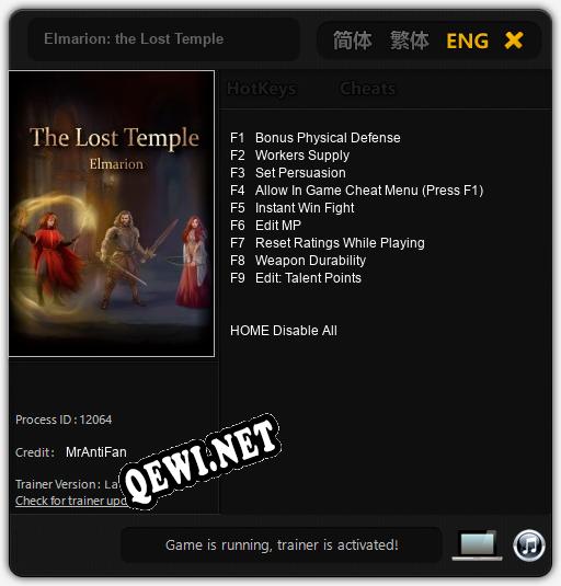Elmarion: the Lost Temple: Читы, Трейнер +9 [MrAntiFan]
