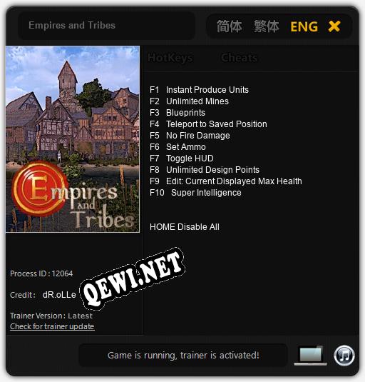 Empires and Tribes: ТРЕЙНЕР И ЧИТЫ (V1.0.7)