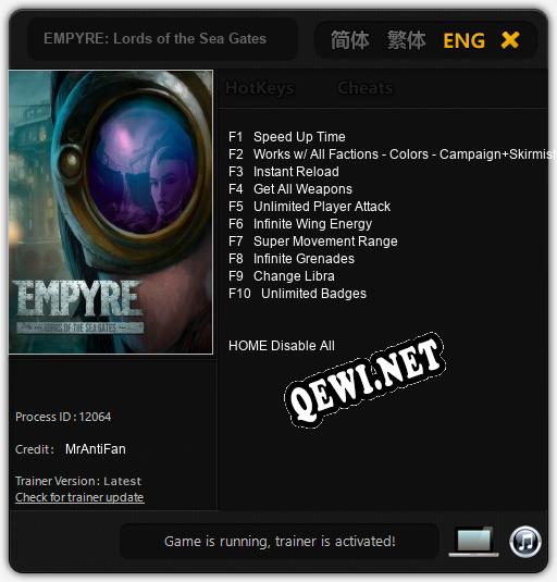 Трейнер для EMPYRE: Lords of the Sea Gates [v1.0.6]
