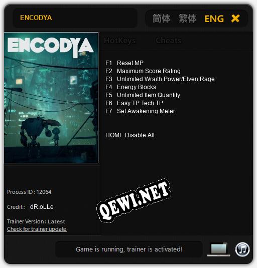 Трейнер для ENCODYA [v1.0.3]