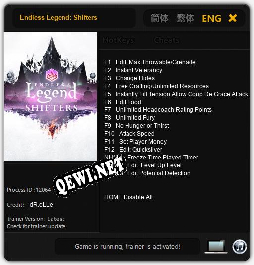 Трейнер для Endless Legend: Shifters [v1.0.3]