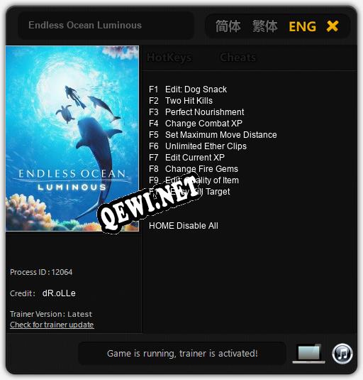 Трейнер для Endless Ocean Luminous [v1.0.2]