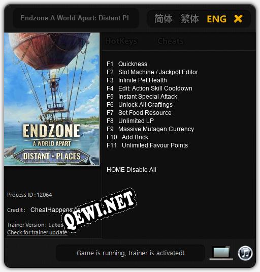 Трейнер для Endzone A World Apart: Distant Places [v1.0.1]
