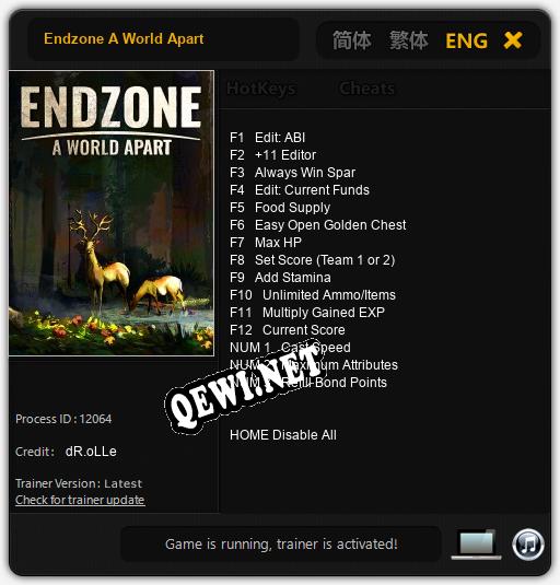 Endzone A World Apart: ТРЕЙНЕР И ЧИТЫ (V1.0.14)