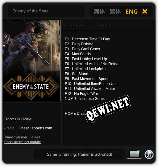 Enemy of the State: ТРЕЙНЕР И ЧИТЫ (V1.0.84)