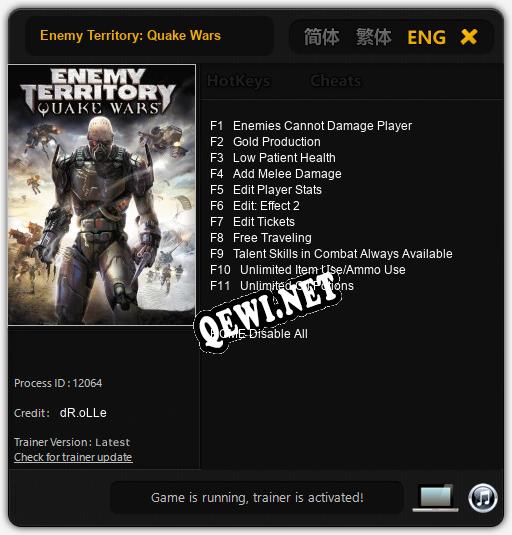 Enemy Territory: Quake Wars: Читы, Трейнер +11 [dR.oLLe]