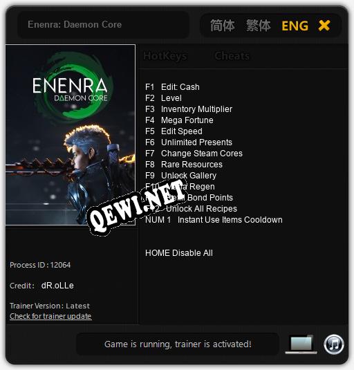 Enenra: Daemon Core: Трейнер +13 [v1.9]