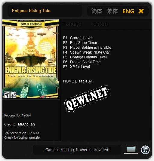Enigma: Rising Tide: Трейнер +7 [v1.5]