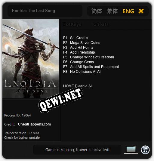 Трейнер для Enotria: The Last Song [v1.0.1]