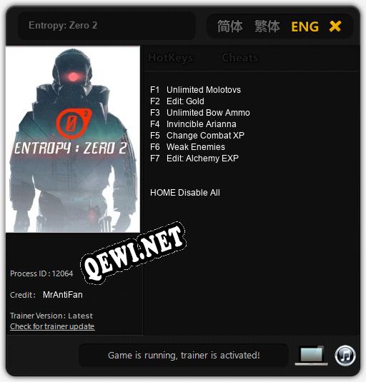 Entropy: Zero 2: Читы, Трейнер +7 [MrAntiFan]