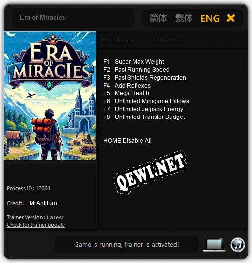 Трейнер для Era of Miracles [v1.0.2]