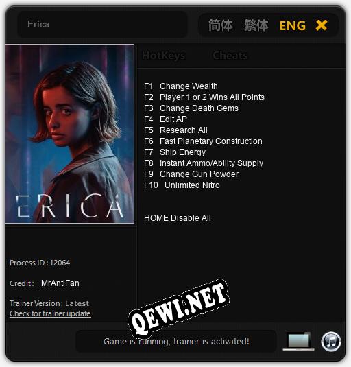Erica: Трейнер +10 [v1.5]