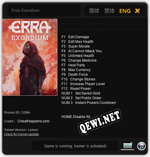 Erra: Exordium: ТРЕЙНЕР И ЧИТЫ (V1.0.84)