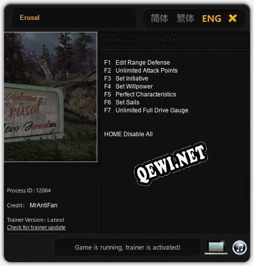 Трейнер для Erusal [v1.0.1]