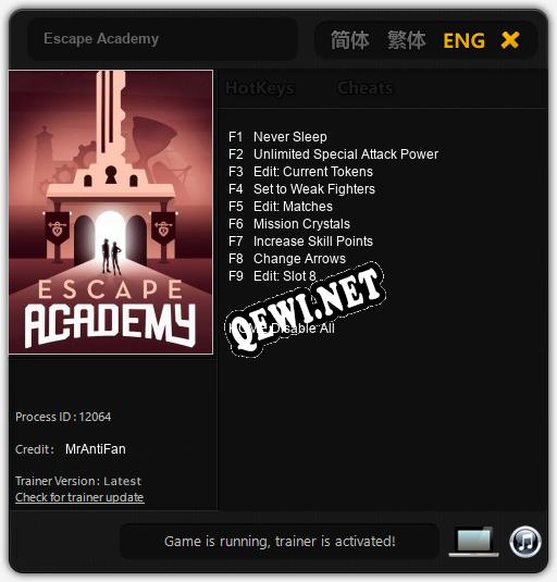 Escape Academy: ТРЕЙНЕР И ЧИТЫ (V1.0.17)