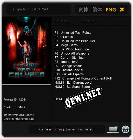 Escape from CALYPSO: Читы, Трейнер +14 [FLiNG]