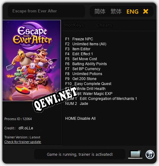 Трейнер для Escape from Ever After [v1.0.7]