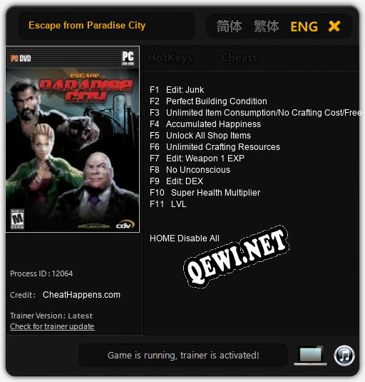 Escape from Paradise City: Трейнер +11 [v1.9]