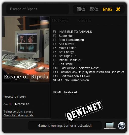Трейнер для Escape of Bipeds [v1.0.6]