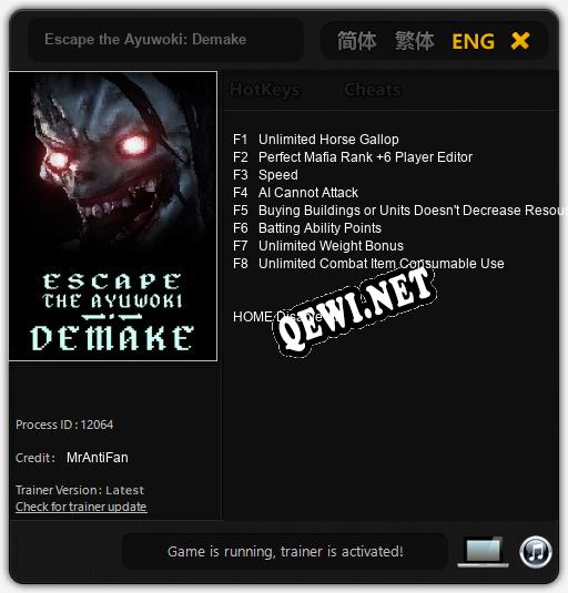 Escape the Ayuwoki: Demake: Трейнер +8 [v1.9]