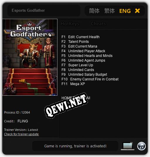 Трейнер для Esports Godfather [v1.0.5]