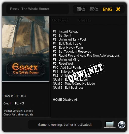 Essex: The Whale Hunter: Трейнер +15 [v1.4]