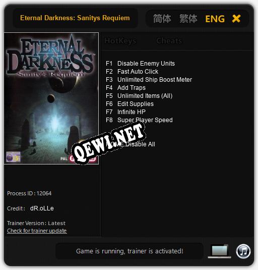 Eternal Darkness: Sanitys Requiem: Читы, Трейнер +8 [dR.oLLe]