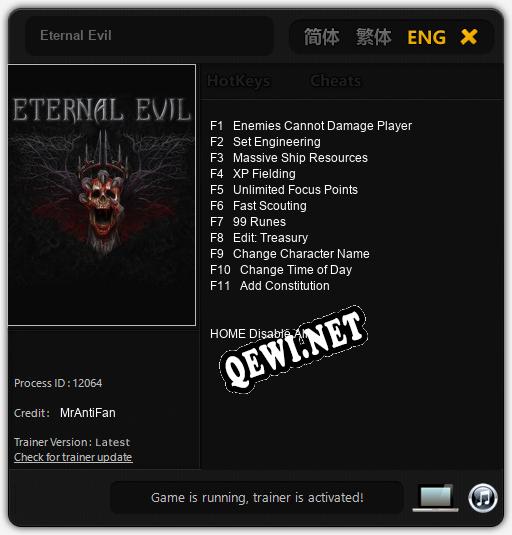 Трейнер для Eternal Evil [v1.0.7]