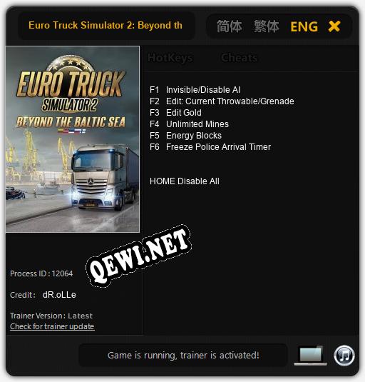 Euro Truck Simulator 2: Beyond the Baltic Sea: Трейнер +6 [v1.7]