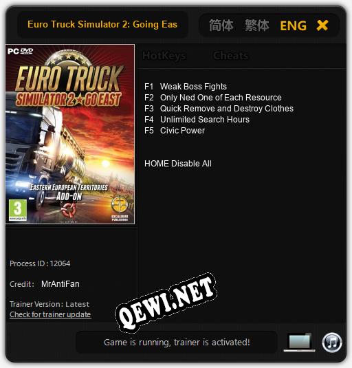 Euro Truck Simulator 2: Going East: Трейнер +5 [v1.9]