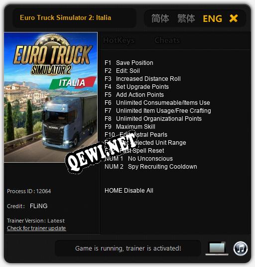 Euro Truck Simulator 2: Italia: Читы, Трейнер +14 [FLiNG]