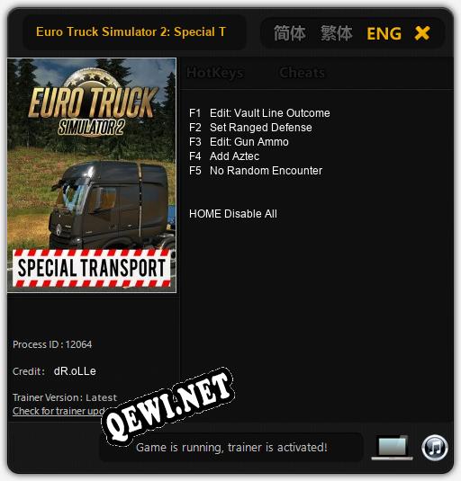 Euro Truck Simulator 2: Special Transport: Трейнер +5 [v1.1]
