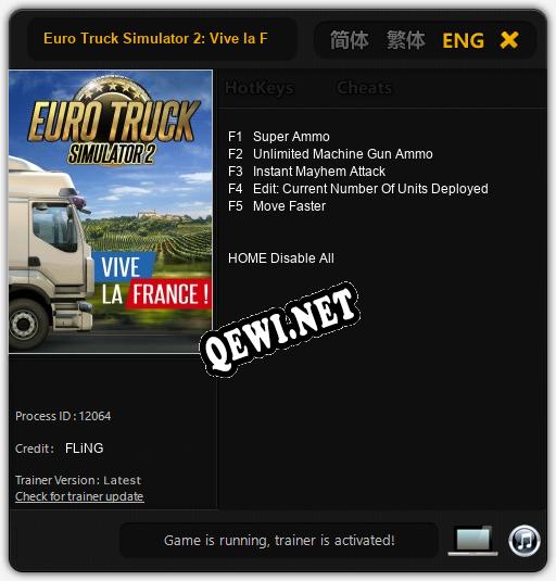Euro Truck Simulator 2: Vive la France: Читы, Трейнер +5 [FLiNG]