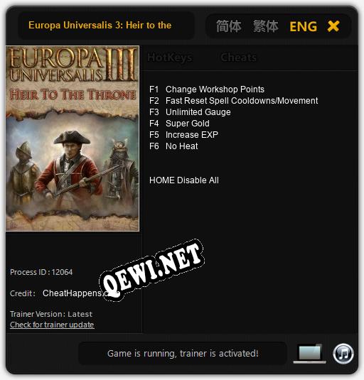 Europa Universalis 3: Heir to the Throne: Трейнер +6 [v1.6]