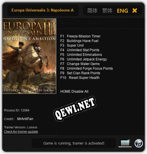 Europa Universalis 3: Napoleons Ambition: Читы, Трейнер +10 [MrAntiFan]