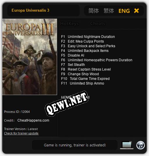 Europa Universalis 3: Читы, Трейнер +11 [CheatHappens.com]