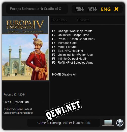 Europa Universalis 4: Cradle of Civilization: ТРЕЙНЕР И ЧИТЫ (V1.0.28)