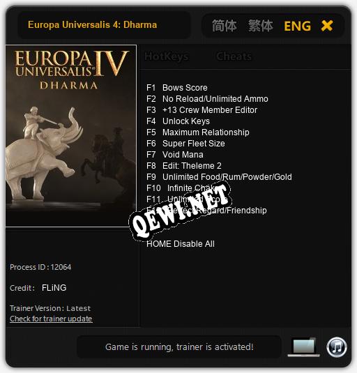 Europa Universalis 4: Dharma: ТРЕЙНЕР И ЧИТЫ (V1.0.33)