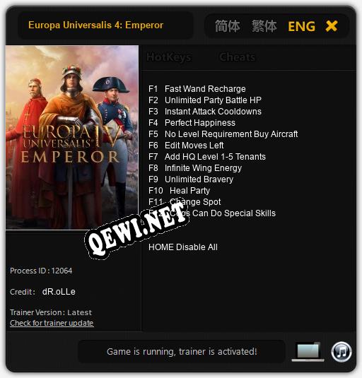 Трейнер для Europa Universalis 4: Emperor [v1.0.3]