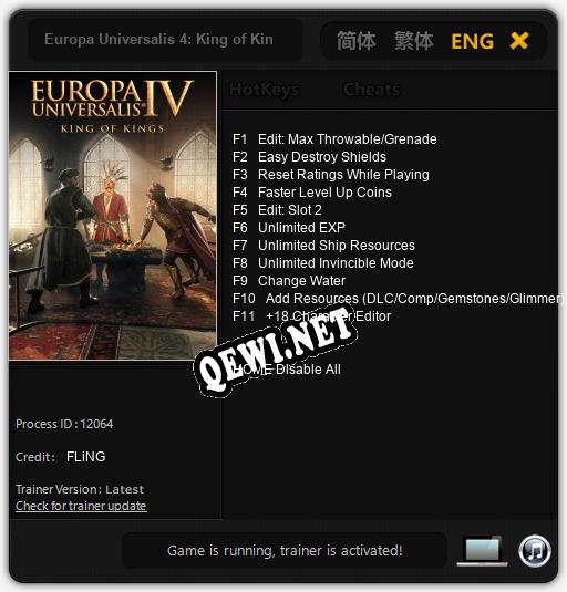 Europa Universalis 4: King of Kings: Читы, Трейнер +11 [FLiNG]