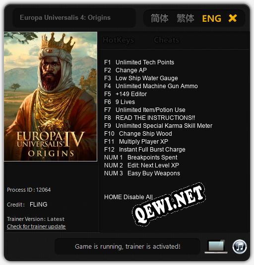 Europa Universalis 4: Origins: ТРЕЙНЕР И ЧИТЫ (V1.0.50)