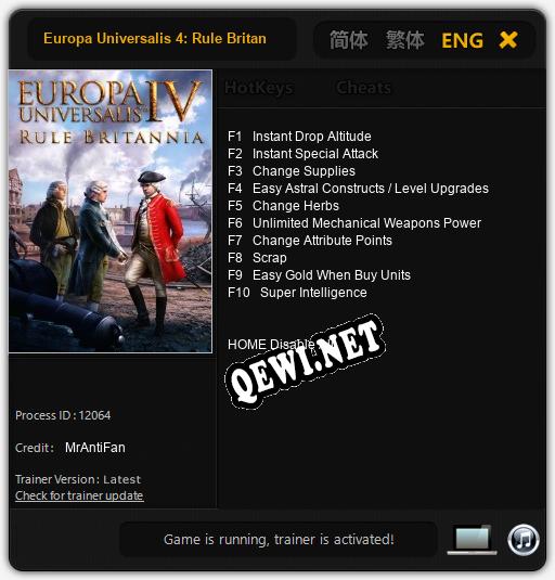 Europa Universalis 4: Rule Britannia: Читы, Трейнер +10 [MrAntiFan]