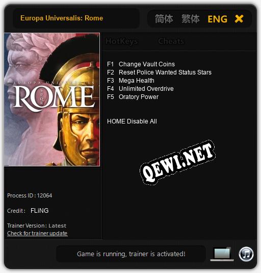 Europa Universalis: Rome: ТРЕЙНЕР И ЧИТЫ (V1.0.74)