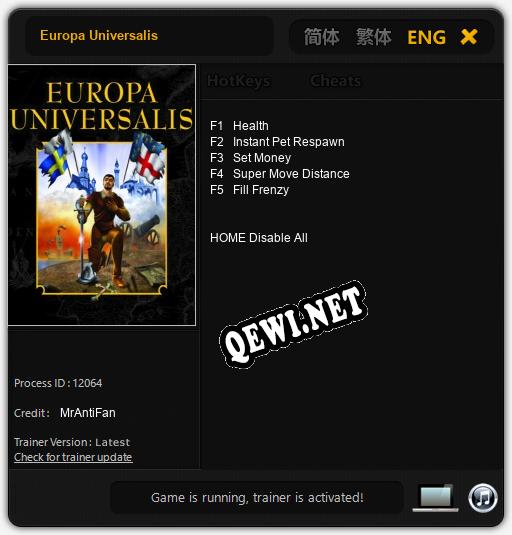 Трейнер для Europa Universalis [v1.0.8]