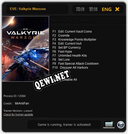 EVE: Valkyrie Warzone: Трейнер +10 [v1.7]