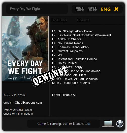 Every Day We Fight: Трейнер +14 [v1.4]