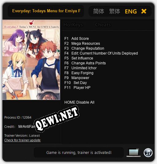 Everyday: Todays Menu for Emiya Family: Читы, Трейнер +11 [MrAntiFan]