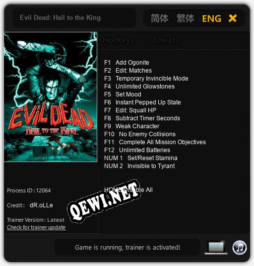 Трейнер для Evil Dead: Hail to the King [v1.0.8]